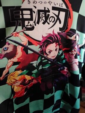 Demon Slayer Anime Green Black Checkered Board Mens XL Hoodie NO DRAWSTRING/TAGS